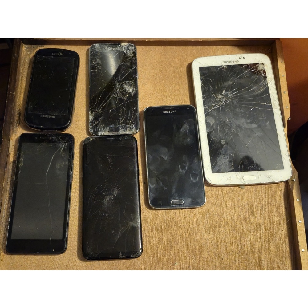 LOT OF 6 PHONES + 1 TABLET – PARTS ONLY Samsung Galaxy S / S5 / S7 /